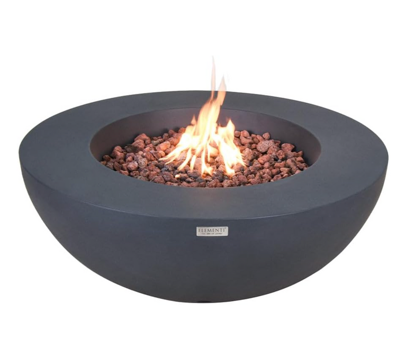 Sol Living Lunar Bowl Concrete Fire Pit 42" x 42" Outdoor Patio Firepit Includes Lava Rocks Modern Fire Pits & Outdoor Fireplaces for Garden, Deck, Indoor & Outdoor Heating